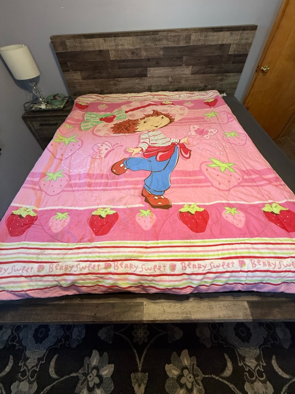 RARE Vintage Strawberry Shortcake Twin Comforter Bedding Blanket Duvet